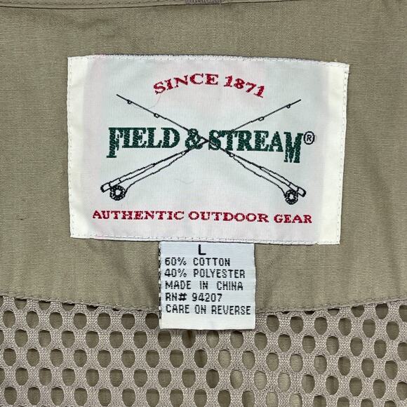FIELD & STREAM Vest Mens L Fly Fishing Hunting Photography Gear Utility Brown - Picture 5 of 14